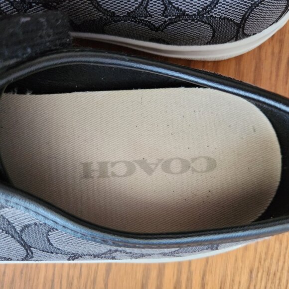 COACH WONEN'S BLACK AND GREY LOGO CANVAS LACE UP  KEDS SIZE 8B LIKE NEW - Picture 3 of 8